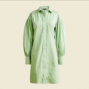 J.crew Puff Sleeves Poplin Green shirt dress PXS